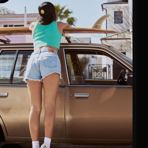 LEVIS PREMIUM 501 HIGH RISE DENIM SHORTS IN OJAI TOP SZ 28 PERFECT CONDITION - Picture 2 of 16